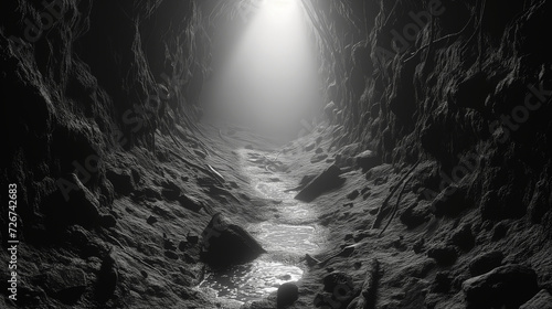The path goes underground. Dark scary underground tunnel.