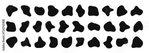 Organic blob shapes. Irregular forms. Asymmetrical flowing liquid circles. Smooth silhouette stones. Collection of isolated vector elements on white background.