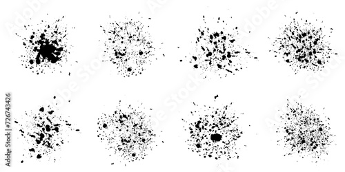 Set of blots. Black paint stains on a white background. Grunge paint frame. Vector
