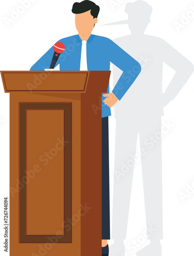 Fake leader and dishonesty lies or scam, Fraud or fake hiding behind disguise mask, Business cheating or suspicion false or fake news concept,
