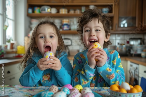Lively Children's Artistic Moment - Festive Egg Painting