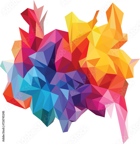 Multi color paint splash isolated on white background polygon vector