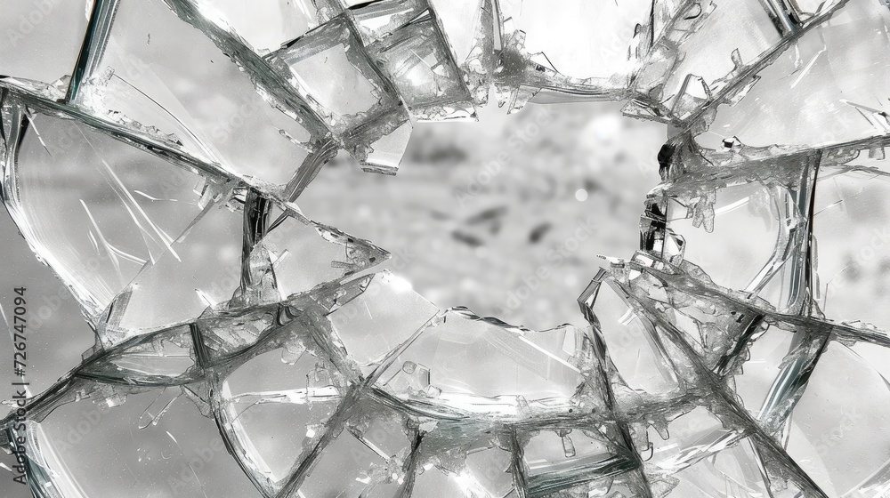 Broken glass on white background , texture backdrop object design Broken glass on white background , texture backdrop object design