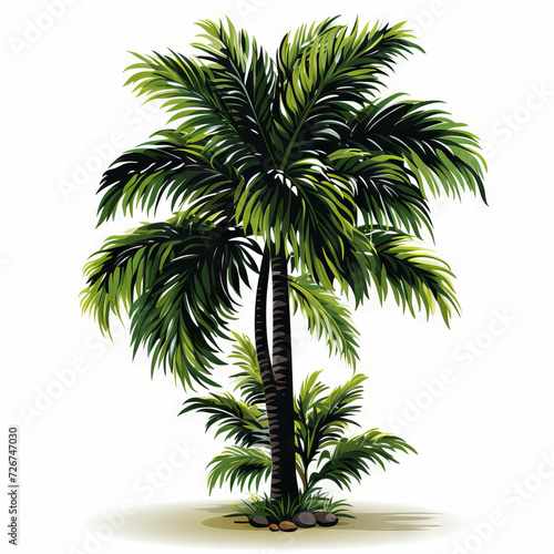 Tropical Palm Trees Illustration on White Background  