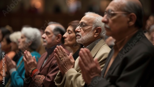 Interfaith prayer service uniting people of different beliefs in a spirit of unity photo