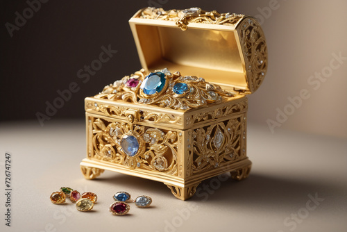 Casket jewelry box with many jewellery