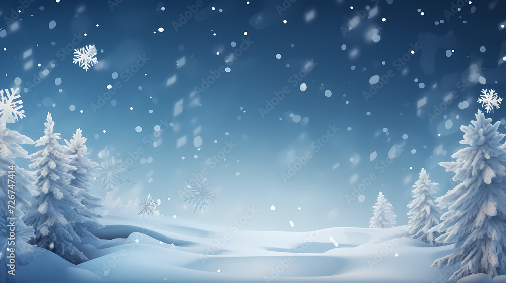 Beautiful winter Christmas glowing background with falling snowflakes, winter background Beautiful winter Christmas glowing background with falling snowflakes, winter background