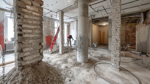Highly skilled contractor working on comprehensive home renovation and refurbishment project