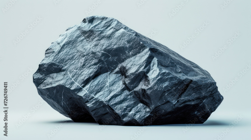 Polished Shungite stone with its lustrous black finish and powerful presence, set against a clean white backdrop Polished Shungite stone with its lustrous black finish and powerful presence, set against a clean white backdrop