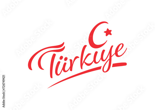 red Türkiye and moon and star. moon and star, Türkiye word. Türkiye concept