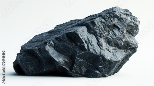 Polished Shungite stone with its lustrous black finish and powerful presence, set against a clean white backdrop © Serega