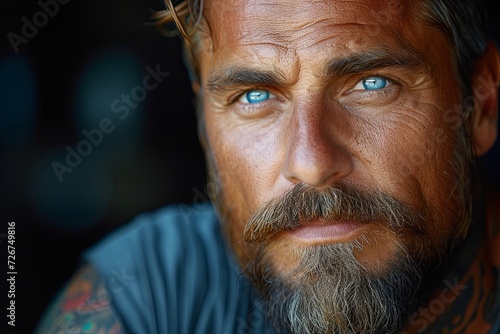 Close-Up Portrait of a Man With Blue Eyes