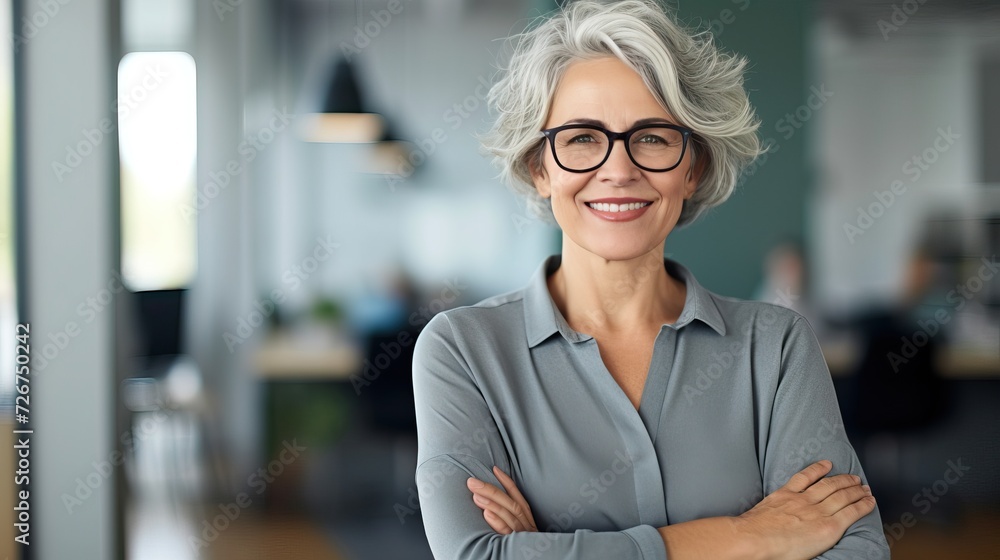 Confident Woman Boss: Middle-Aged Professional in Office