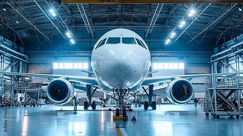 Aircraft maintenance in hangar checking systems and replacing spare parts for safe flights