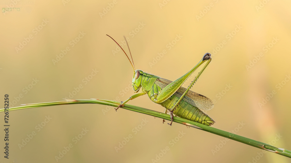 a close up of a grasshopper on a blade of grass with a blurry back ground in the background. a close up of a grasshopper on a blade of grass with a blurry back ground in the background.