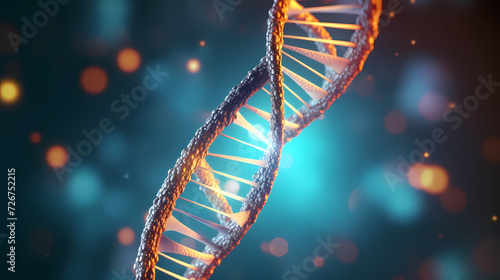 Human DNA structure, 3D illustration of helical DNA molecule © jiejie