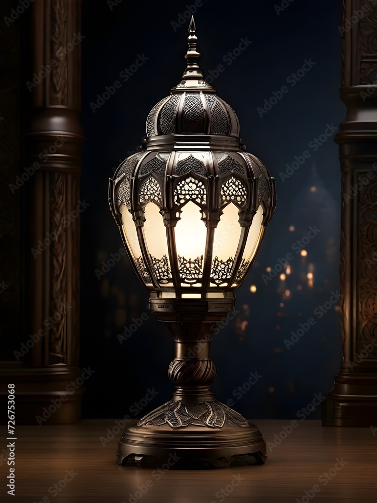 Portrait photo of an Islamic lantern lamp with blurred mosque in the background for Eid ul fitr , Eid ul adha and Ramadan Mubarak background, Ramzan Mubarak Poster, Ramadan Kareem banner Portrait photo of an Islamic lantern lamp with blurred mosque in the background for Eid ul fitr , Eid ul adha and Ramadan Mubarak background, Ramzan Mubarak Poster, Ramadan Kareem banner