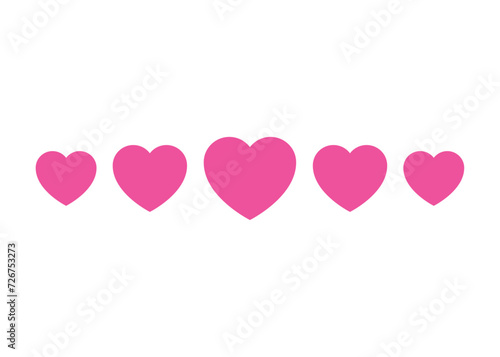 Logo del día de San Valentín. Silueta de 5 corazones como clasificación para su uso en felicitaciones y tarjetas