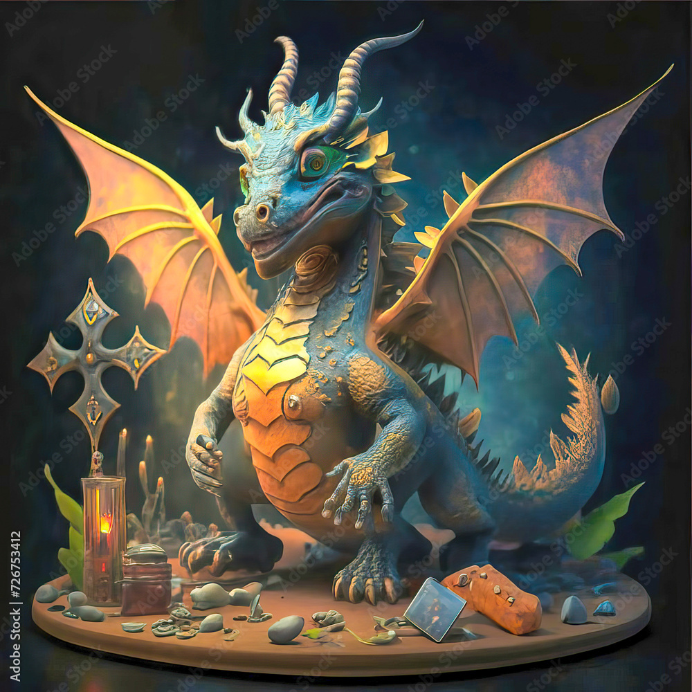 Fototapeta premium Young dragon. Symbol of the year. Eastern calendar