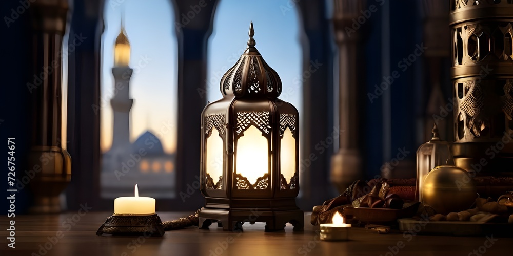 Landscape photo of an Islamic lantern lamp with blurred mosque in the background for Eid ul fitr , Eid ul adha and Ramadan Mubarak background, Ramzan Mubarak Poster, Ramadan Kareem banner copy space Landscape photo of an Islamic lantern lamp with blurred mosque in the background for Eid ul fitr , Eid ul adha and Ramadan Mubarak background, Ramzan Mubarak Poster, Ramadan Kareem banner copy space