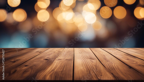 Top desk with blur natural bokeh background  wooden table generated by AI