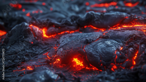 Background of molten lava from a erupting volcano, fiery hot surface