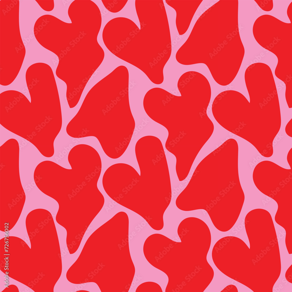 Seamless pattern with hearts hand drawn abstract