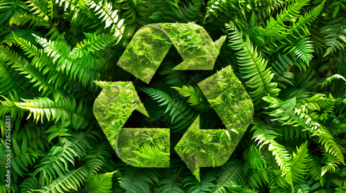 Recycling symbol in green nature
