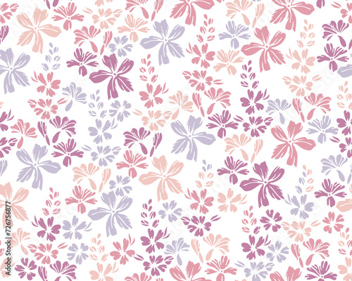 Tiny field buttercup flowers repeat pattern vector design. Ditsy primitive