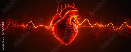 An impactful cardiology-themed banner featuring a heart and ECG graph set against a dark backdrop