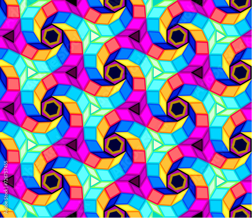 Seamless pattern ornament. Psychedelic illustration. Trip out of depression. Journey into the subconscious. Template for textile, fabric, wallpaper. Geometric vector background.