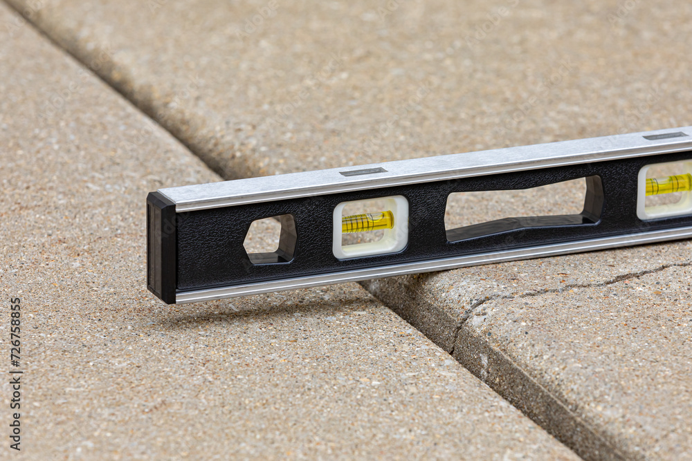 Concrete driveway cracked and settling. Home inspection, slab jacking