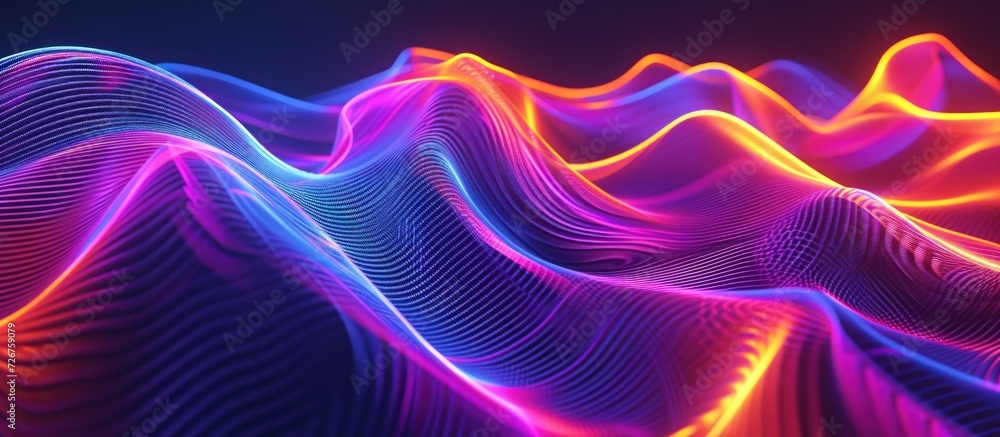3d rendering Futuristic curvy neon lines colorful ultraviolet spectrum background. AI generated 3d rendering Futuristic curvy neon lines colorful ultraviolet spectrum background. AI generated