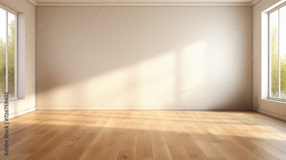 Empty spacious room with light wood floor background image Empty spacious room with light wood floor background image