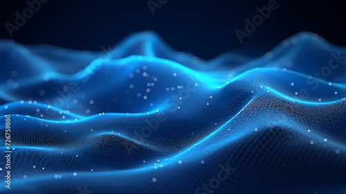 Future digital technology, abstract digital waves and particles on dark background