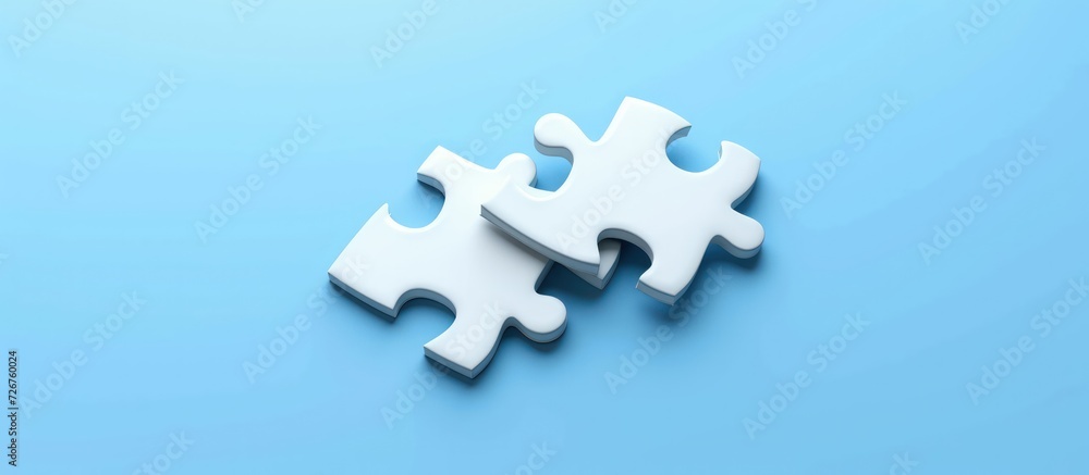 Puzzle jigsaw business symbol of strategy solution isolated on blue background. AI generated image Puzzle jigsaw business symbol of strategy solution isolated on blue background. AI generated image