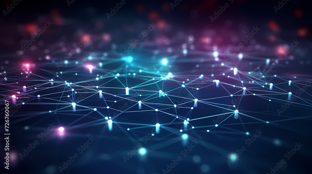 Naklejka premium Future digital technology, abstract digital waves and particles on dark background