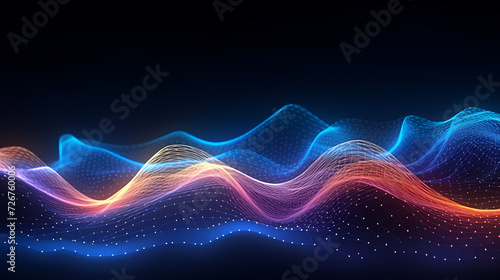 Future digital technology, abstract digital waves and particles on dark background