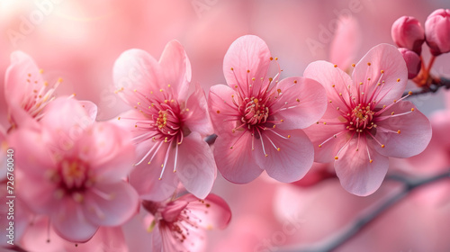 Close-Up Pastel Cherry Blossoms Whispering Spring s Arrival in Soft Pink