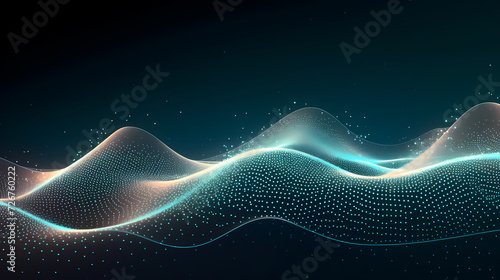 Future digital technology, abstract digital waves and particles on dark background