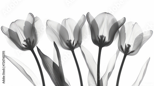  a black and white photo of tulips on a white background with a black and white photo of them.