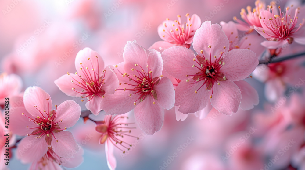 Delicate Cherry Blossom Array in Gentle Pastel Hues 