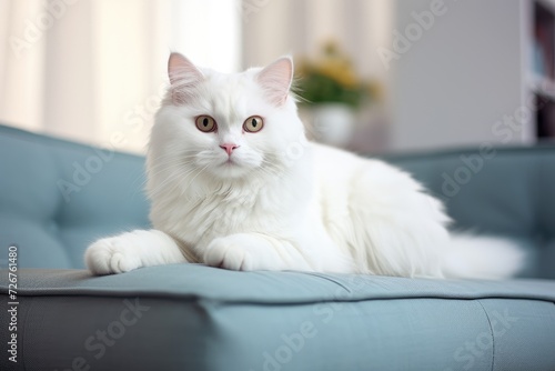 Fluffy cat on the sofa