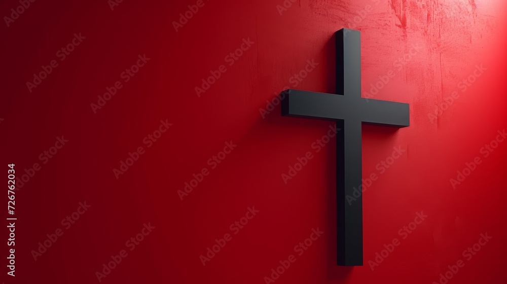 Cross religious Christian symbol of life and death, crucifix, Jesus Christ, banner with copy space