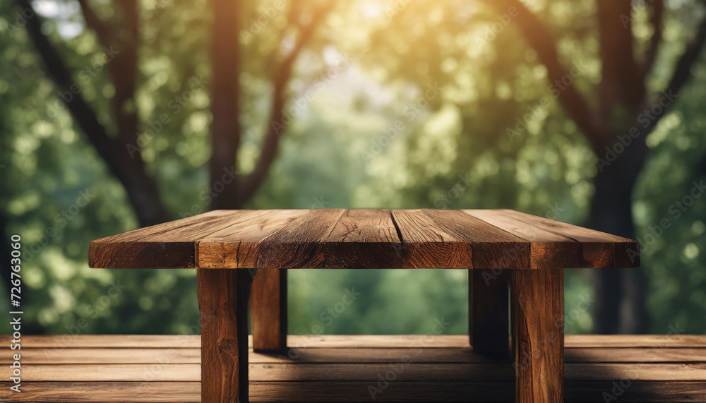 a front view of a dark brown, empty wooden table with background, serving as a blank wood table mockup, a front view of a dark brown, empty wooden table with background, serving as a blank wood table mockup,
