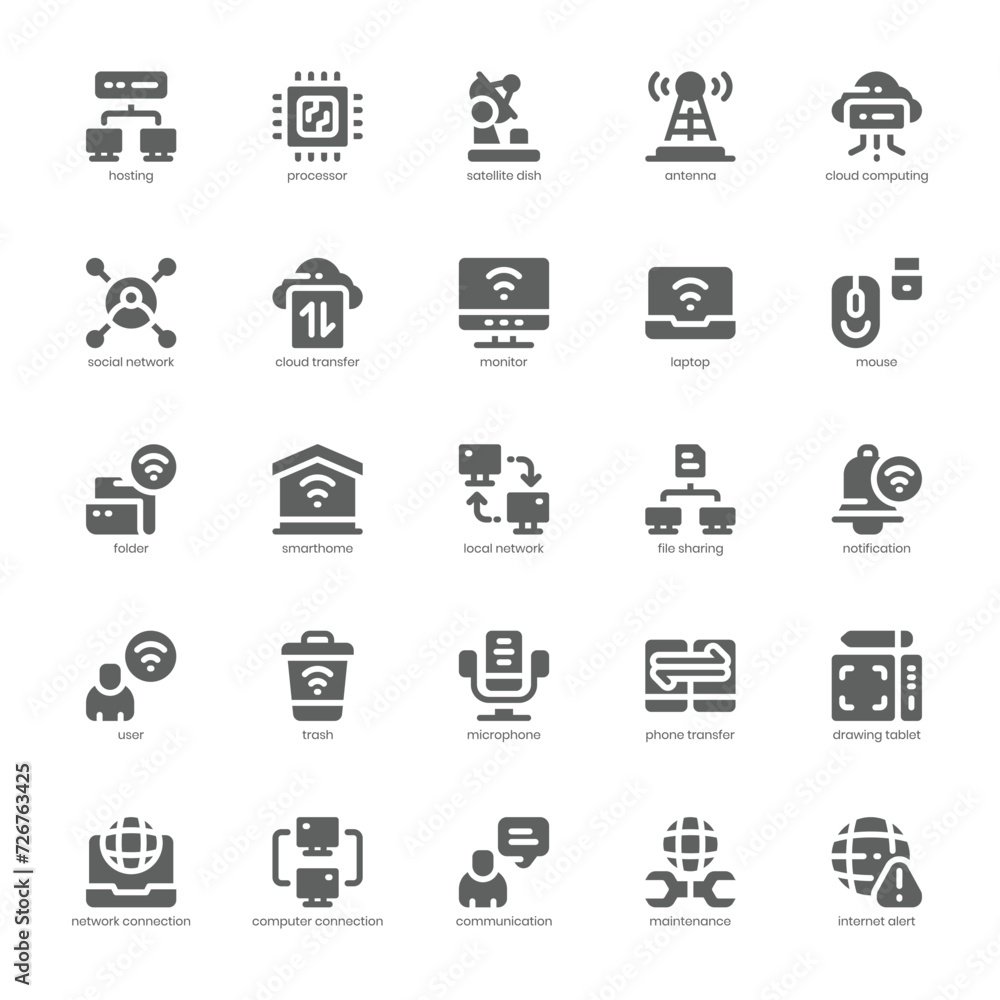 Computer Network icon pack for your website, mobile, presentation, and logo design. Computer Network icon glyph design. Vector graphics illustration and editable stroke. Computer Network icon pack for your website, mobile, presentation, and logo design. Computer Network icon glyph design. Vector graphics illustration and editable stroke.
