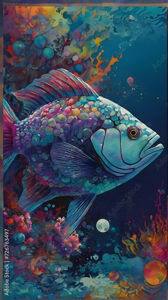 fish in aquarium, coral water, Generative AI fish in aquarium, coral water, Generative AI