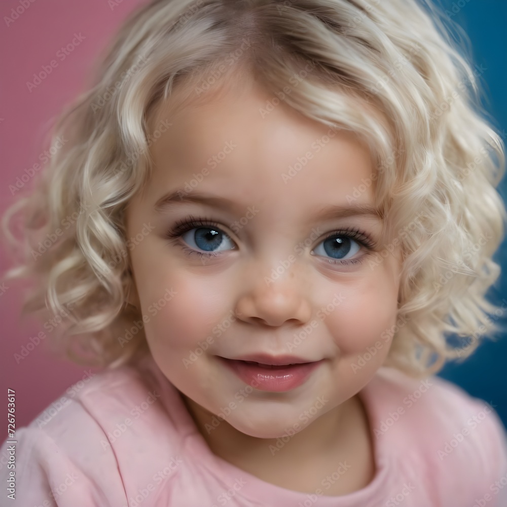 Joyful Young Baby Girl With Curly Blonde Hair Smiling Outdoors on a Sunny Day, Joyful Young Baby Girl With Curly Blonde Hair Smiling Outdoors on a Sunny Day,