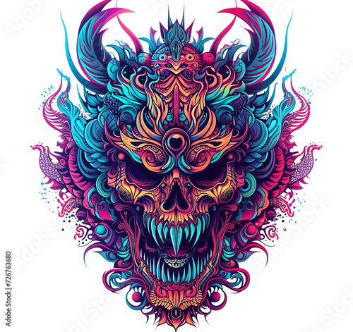 Tribal Tattoo Print, tribal skull tattoo design