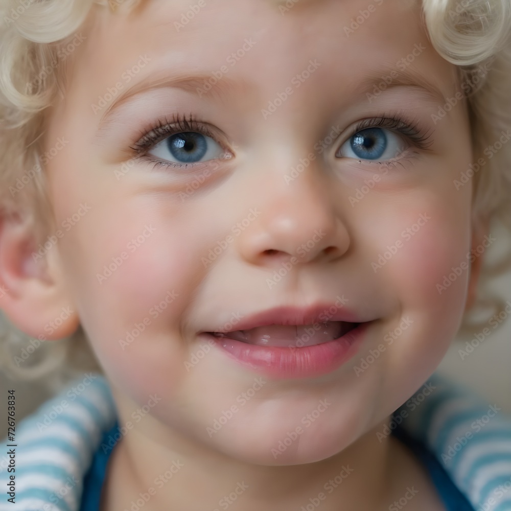 Joyful Young Baby Girl With Curly Blonde Hair Smiling Outdoors on a Sunny Day, Joyful Young Baby Girl With Curly Blonde Hair Smiling Outdoors on a Sunny Day,
